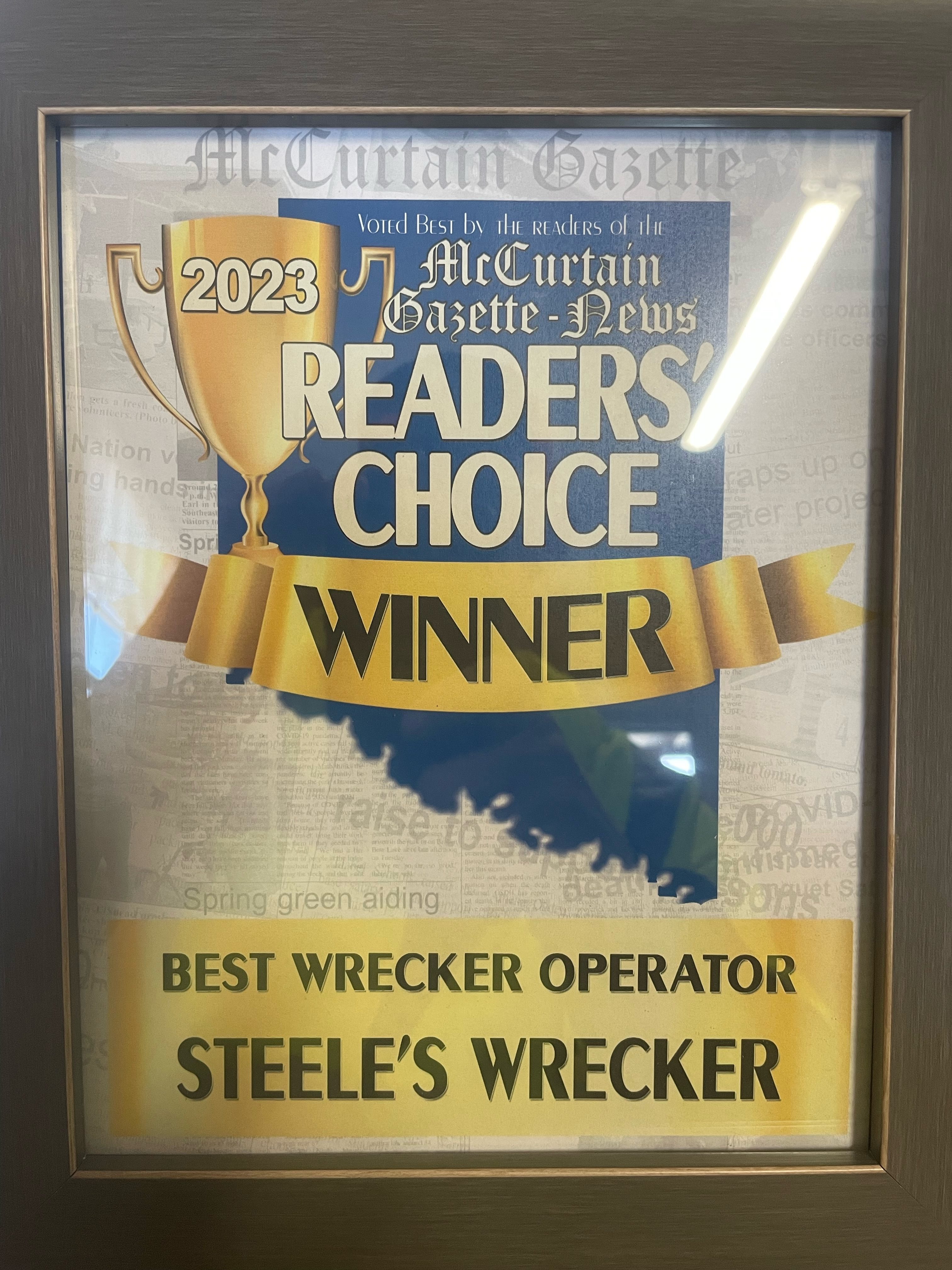 Steele's Wrecker - 2023 Award for Best Wrecker